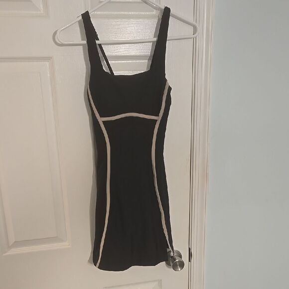 Black Dress with Cream Trim - Picture 1 of 5